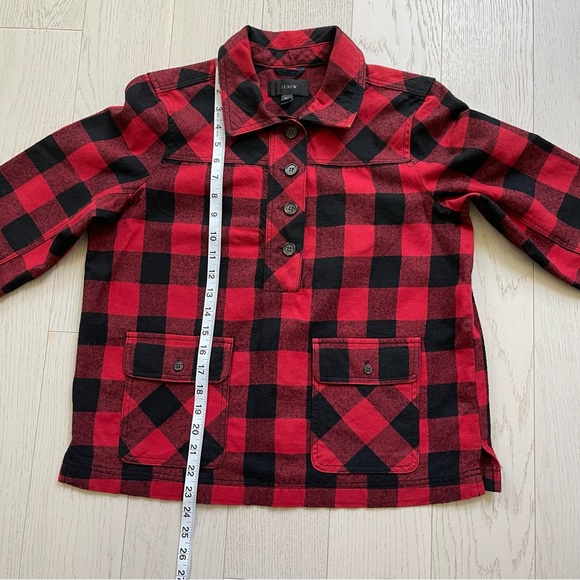 JCrew Wool Buffalo Check Plaid Half Button Up Pullover Shirt Jacket Shacket - Picture 11 of 13